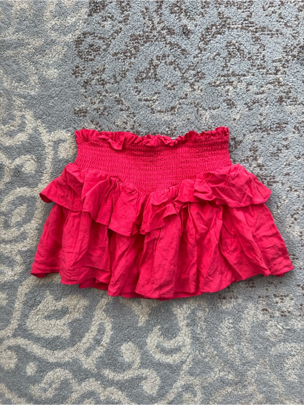 KatieJ JUNIOR BROOKE SOLID SKIRT Tiered Ruffle Red Small